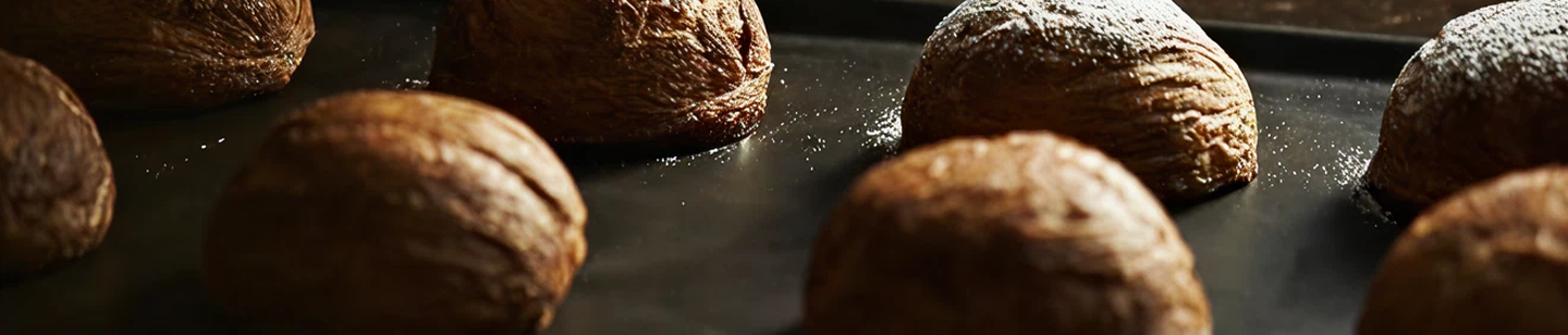 Pastries displayed on the Saha Bakehouse shelf